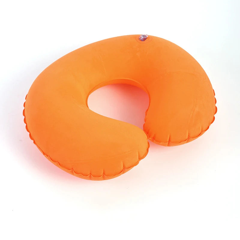 Inflatable C-Shaped Travel Neck Pillow – Portable Round Cushion for Travel, Bedding & Body Support