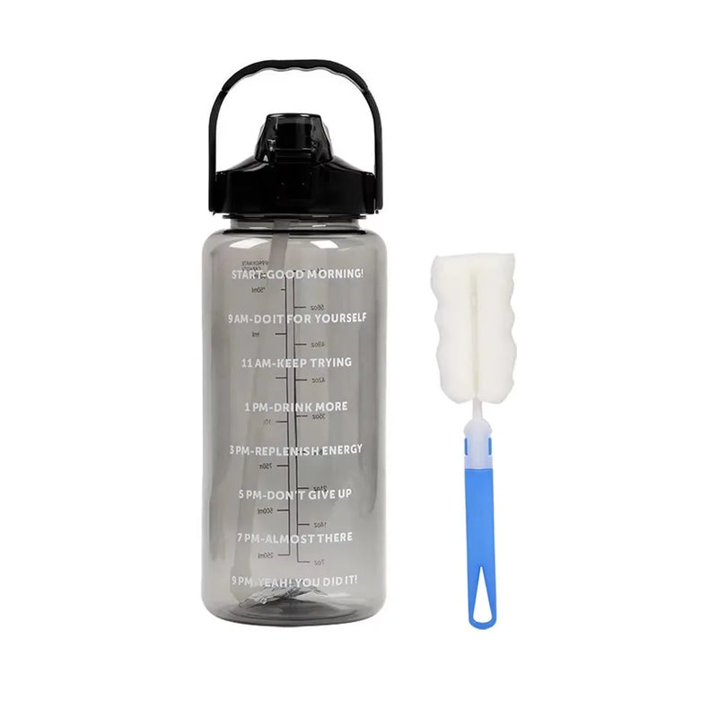 2L Large Portable Water Bottle with Straw: Reusable, Leakproof, Travel-Friendly for Sports & Fitness