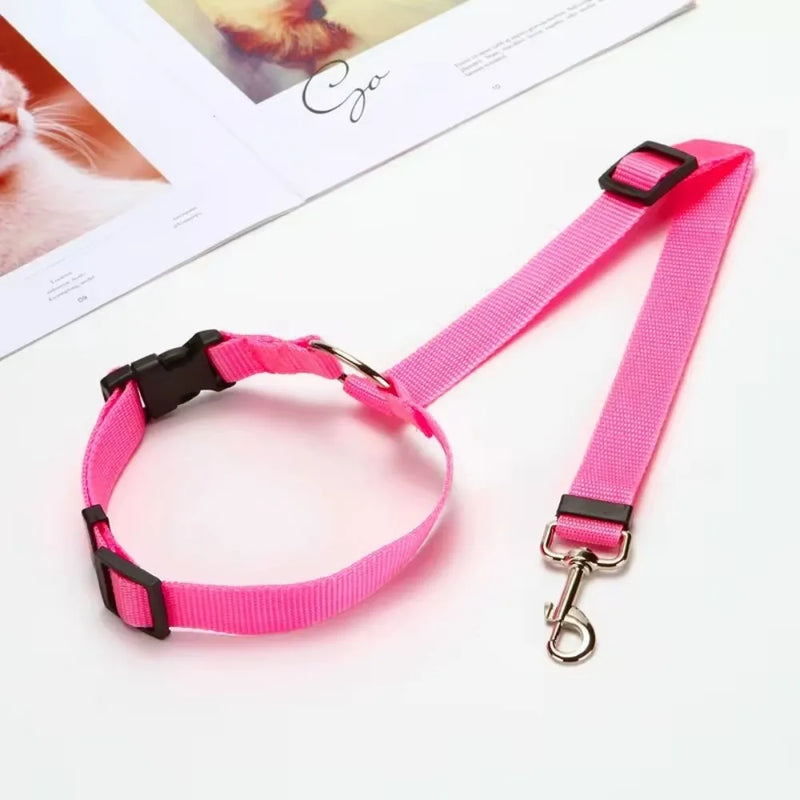 Adjustable Pet Car Seat Belt & Leash, Nylon Safety Harness for Dogs & Cats, Travel Seatbelt