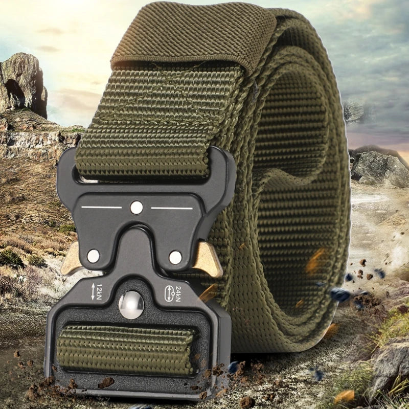 Men’s Outdoor Tactical Nylon Belt – Multi-Functional, Durable Canvas Belt with Adjustable Buckle