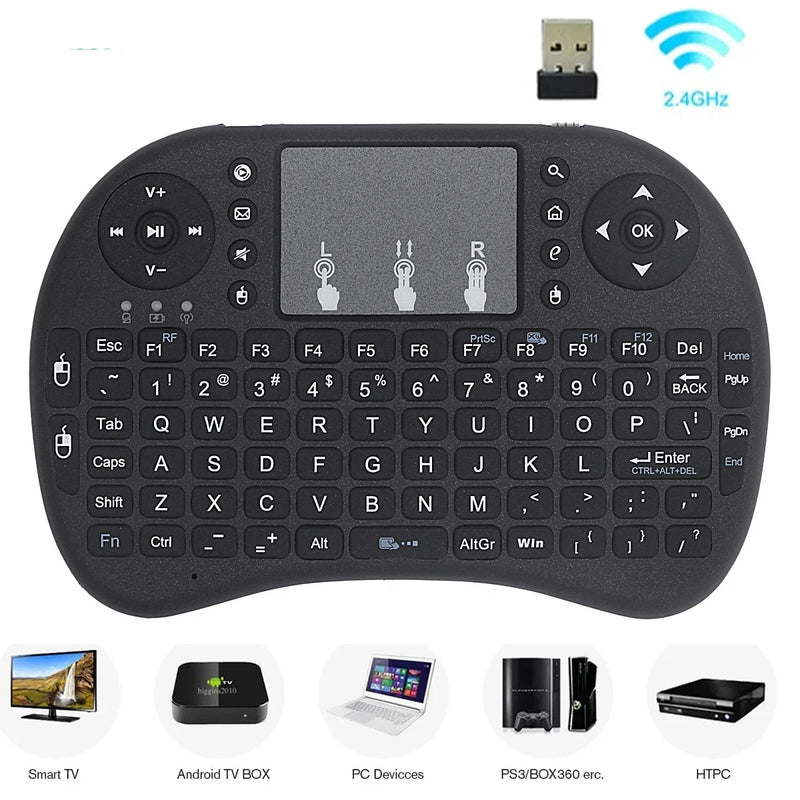 I8 2.4G Mini Wireless Keyboard & Touchpad for Android TV Box, PC, Smart TV, 92 Keys Backlit Remote