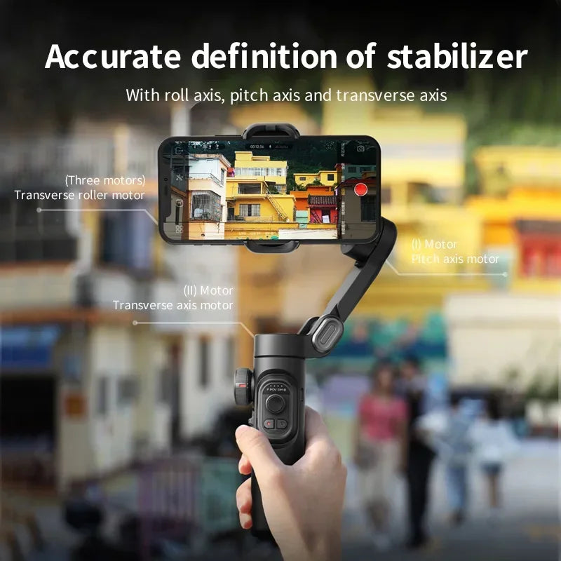 VIKEFON 3-Axis Handheld Gimbal Stabilizer with Fill Light for Smartphones, Face Tracking, Vlogging