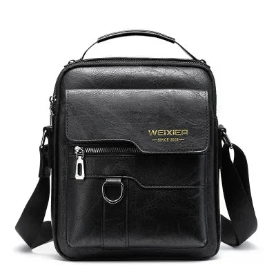 New Men's Messenger Bag – Designer PU Leather Retro Large-Capacity Shoulder Bag for Travel