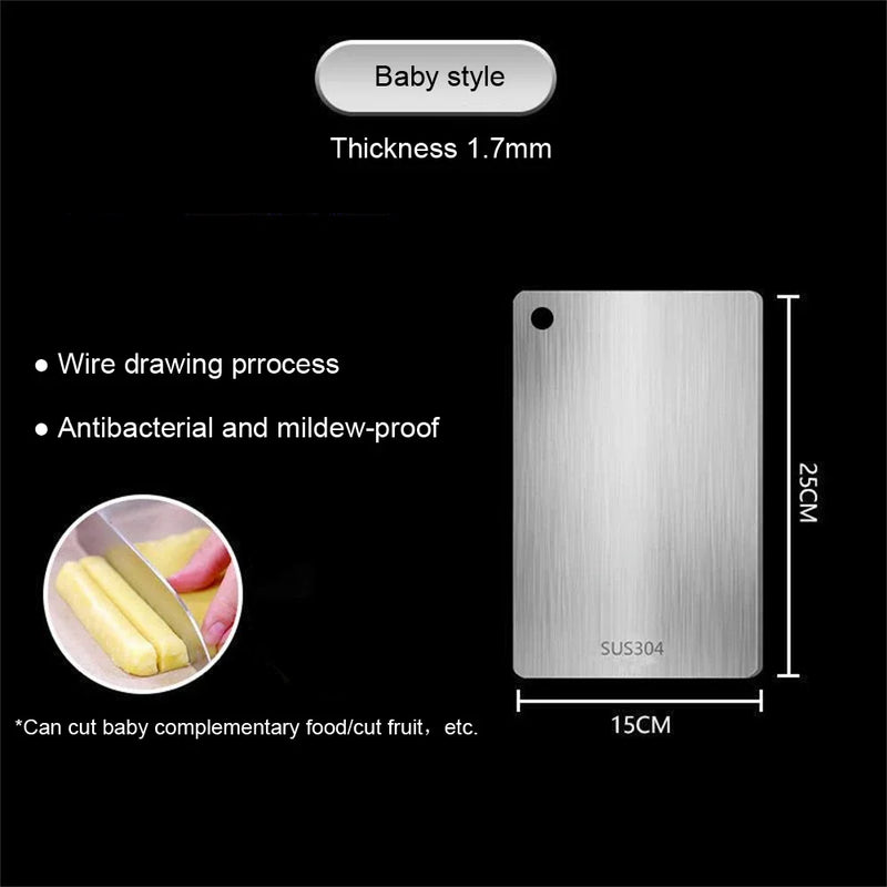 316 Stainless Steel Chopping Board - Double-Sided Cutting Board for Kitchen, Antibacterial, Eco-Friendly