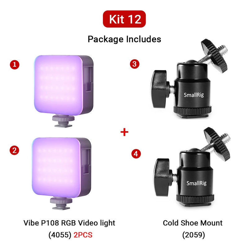 SmallRig Portable Vibe P108 RGB Video Light, 130mins Battery, 108 LED Beads, Pocket Size Floodlight