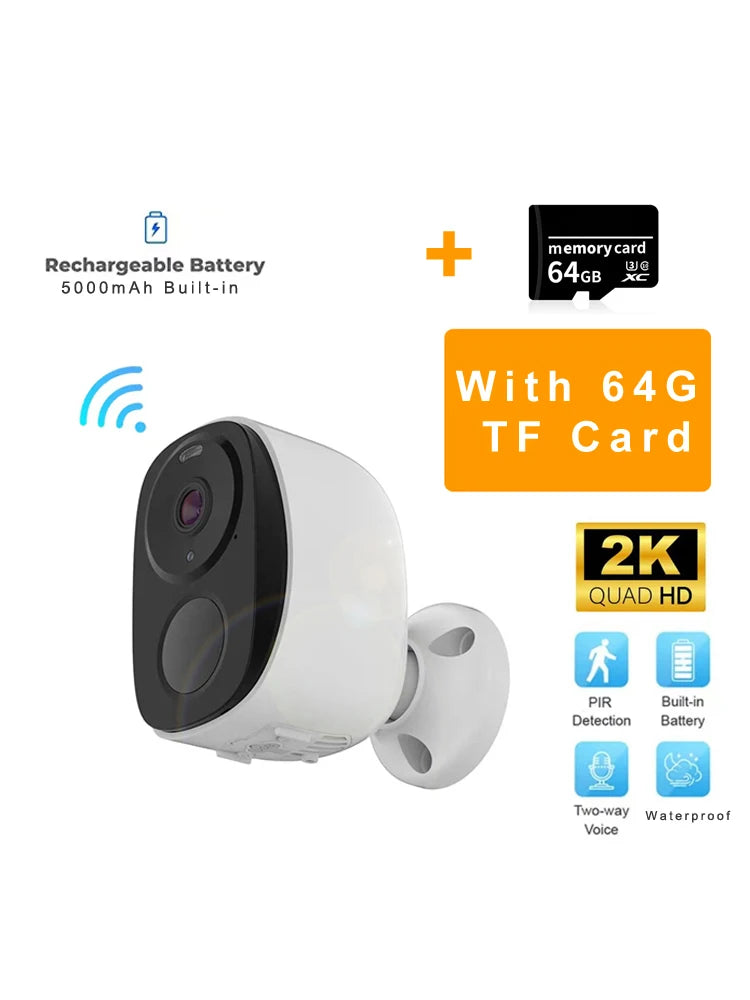 Security Cameras Wireless, 2K 3MP Battery Powered WiFi Camera with Spotlight, Siren, 2-Way Audio