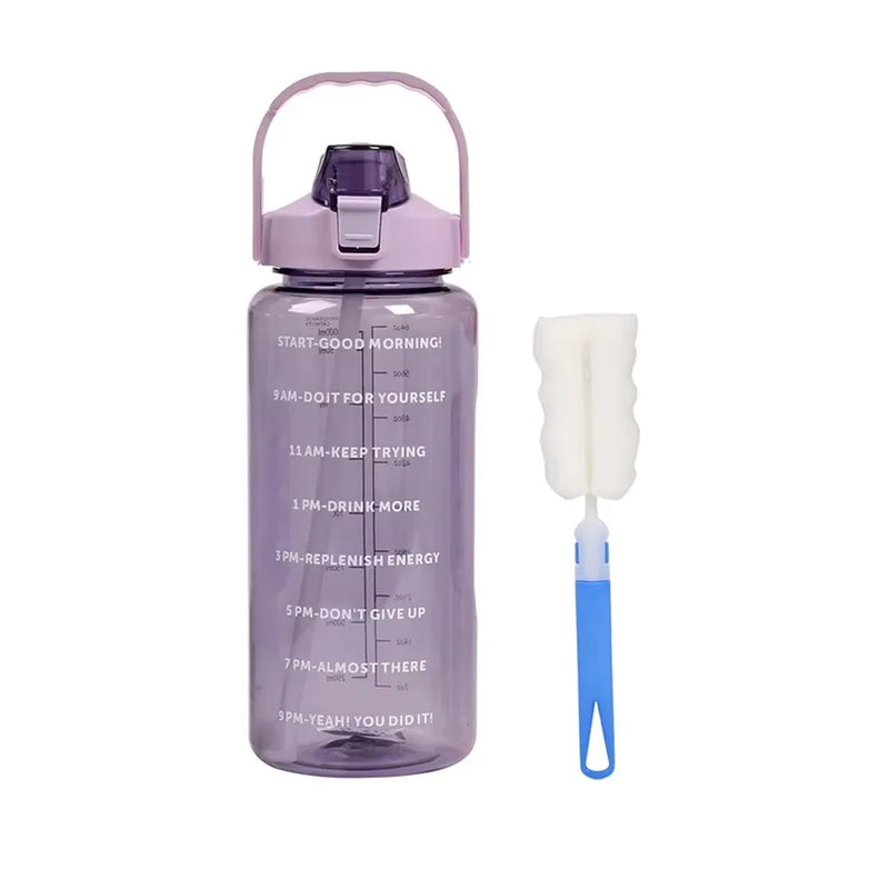 2L Large Portable Water Bottle with Straw: Reusable, Leakproof, Travel-Friendly for Sports & Fitness