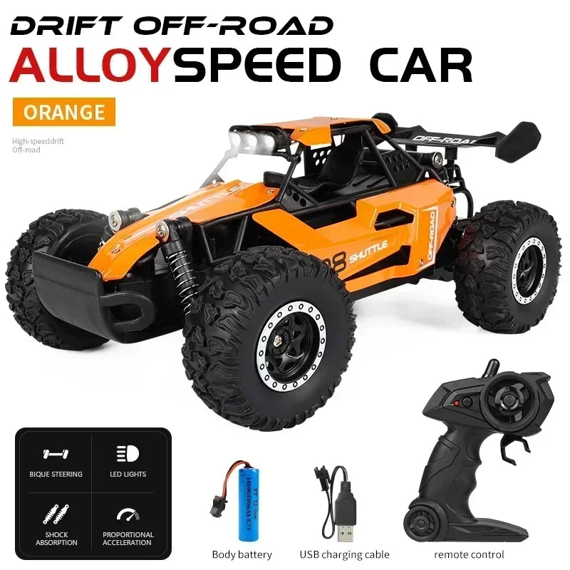 NEW RC CAR 1:16 2WD WITH LED LIGHTS – 20KM/H HIGH-SPEED OFF-ROAD CLIMBING REMOTE CONTROL CAR FOR KIDS