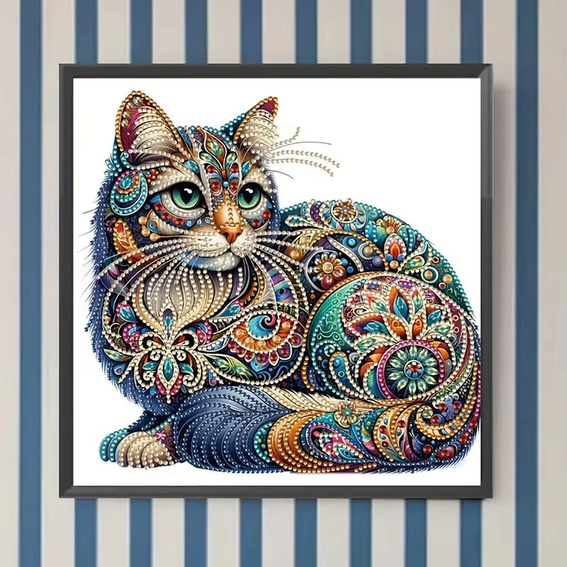 DIY 5D Cat Diamond Painting Kit - Special Shape Crystal Mosaic Craft for Home Decor & Gifts