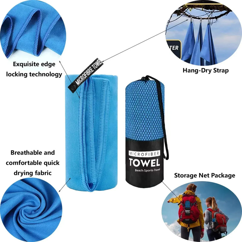 Quick-Dry Sports Towel Microfiber for Running, Yoga, Gym, Outdoor, Camping, Beach & Fitness