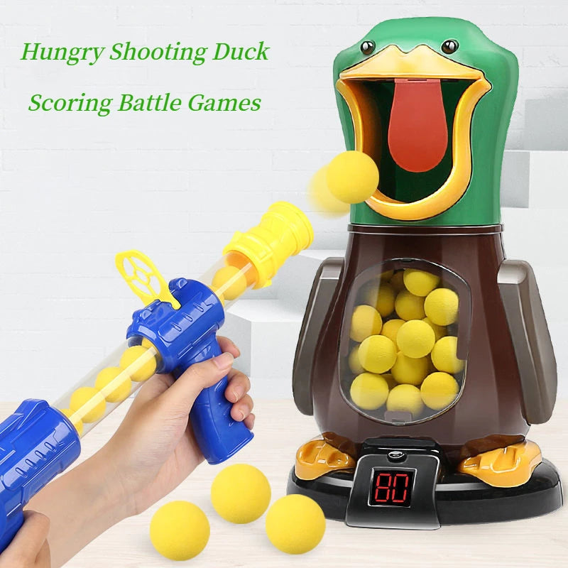 Air-Powered Duck Shooting Game – Soft Bullet Ball Gun Toy with Light & Electronic Scoring for Kids