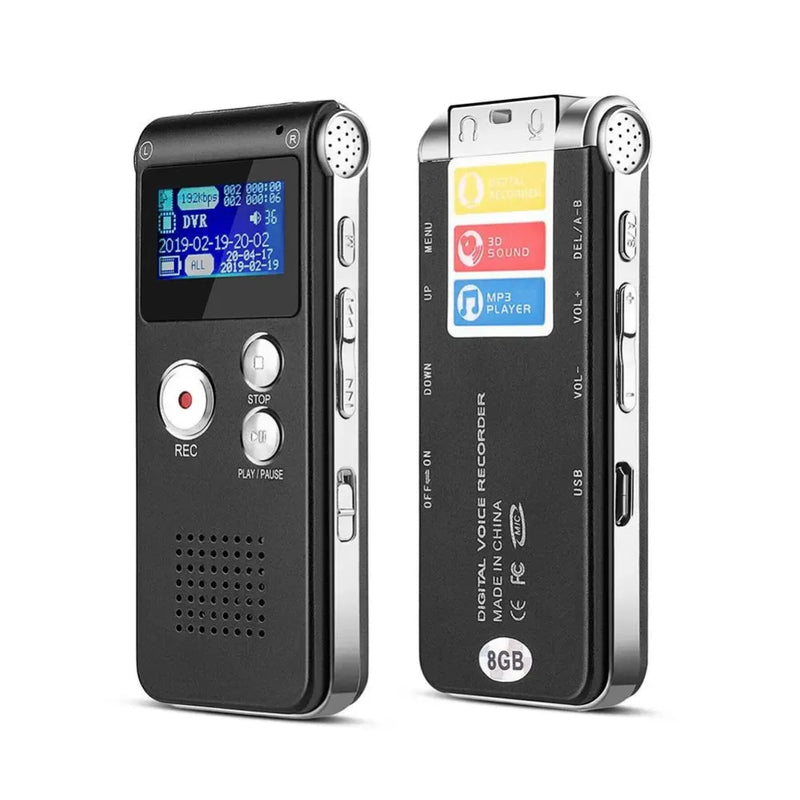 8GB Mini Voice Recorder and MP3 Player – USB Flash Drive Audio Recording Dictaphone with Speaker