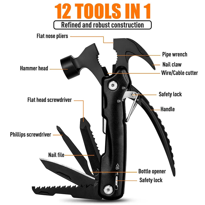 12-in-1 Multifunctional Tool – Unique Gift for Dad, Camping Accessories, Christmas & Father’s Day Gift