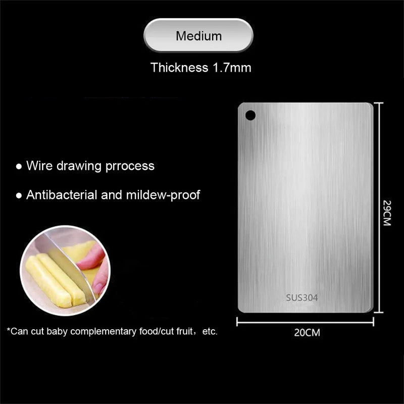 316 Stainless Steel Chopping Board - Double-Sided Cutting Board for Kitchen, Antibacterial, Eco-Friendly