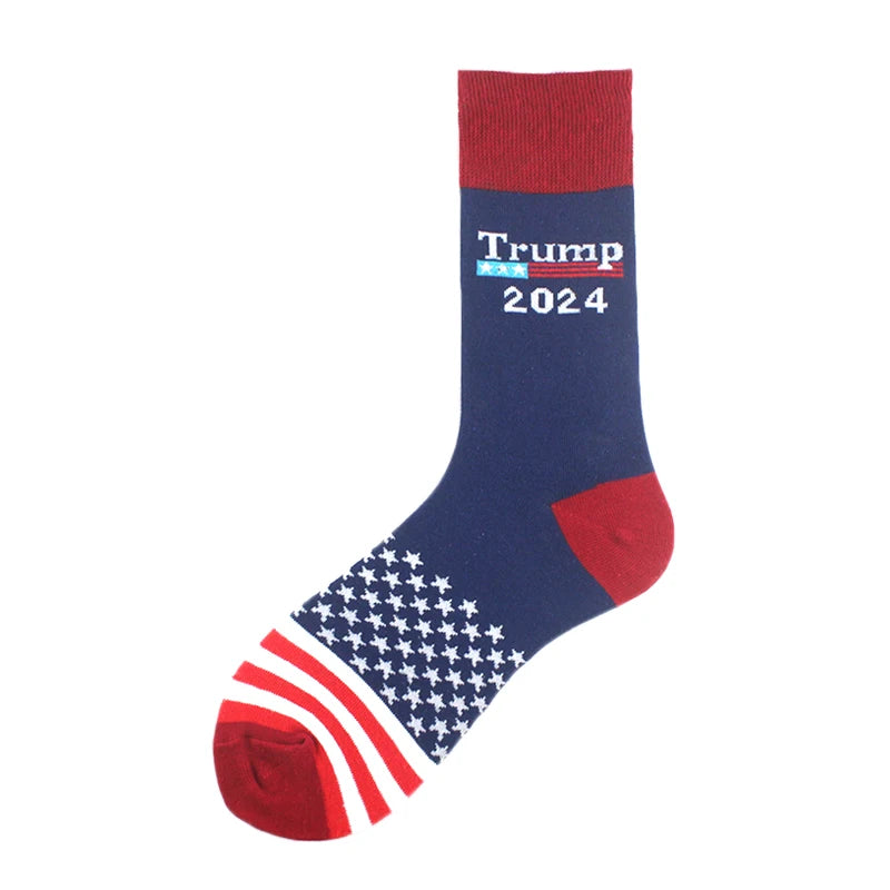 2024 Donald Trump Funny Socks – Spoof Character Crew Socks with 3D Fake Hair for Men & Women