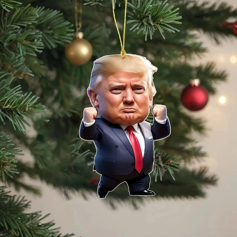 Trump-Inspired Acrylic Christmas Ornament for Car and Tree - Funny Holiday Gift Pendant