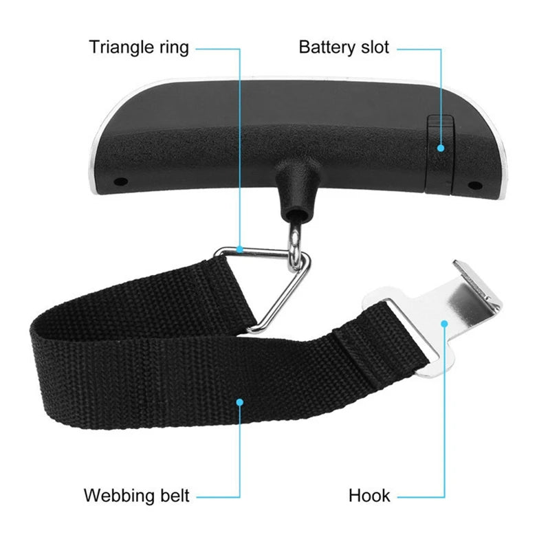 Portable Digital Luggage Scale 110lb/50kg LCD Display Travel Weighing Tool for Baggage