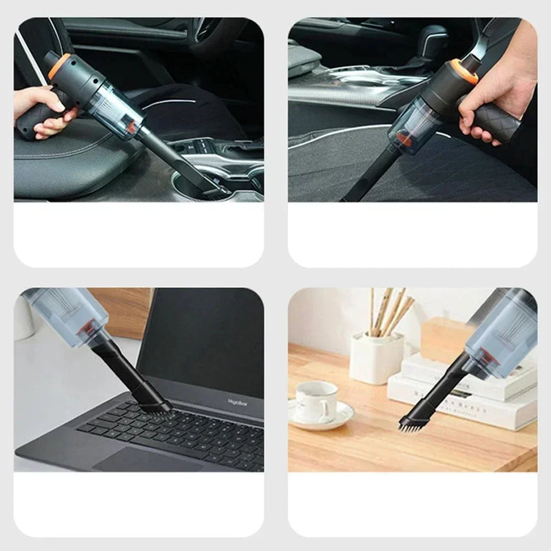 PORTABLE CAR VACUUM CLEANER 120W STRONG SUCTION – HANDHELD WIRELESS DUST COLLECTOR FOR HOME & CAR