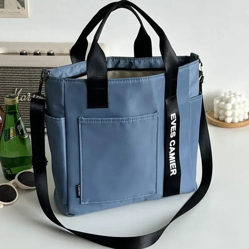 New Casual Tote Large Capacity Shoulder Bag – Waterproof Nylon Canvas Messenger Bag for Schoolgirls