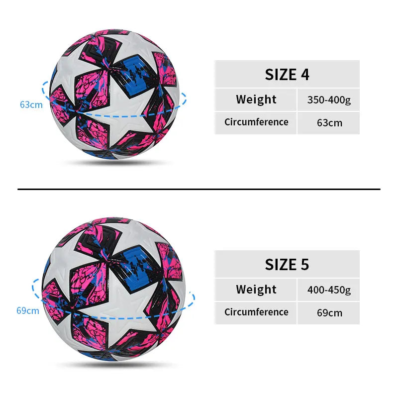 Professional Size 4 & 5 Soccer Ball – Seamless PU Football for Match & Training, Durable & High Bounce