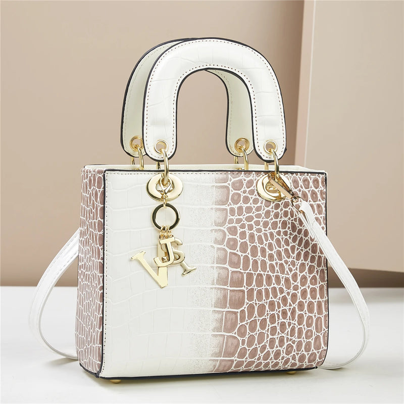 Fashion Gradient Alligator Print Women's Handbag – PU Leather Single Shoulder Crossbody Tote