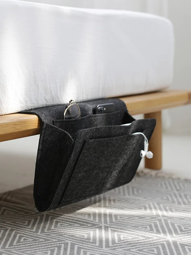 Felt Bedside Storage Bag – Hanging Organiser for CDs, Magazines, Phones & Sundries, Eco-Friendly