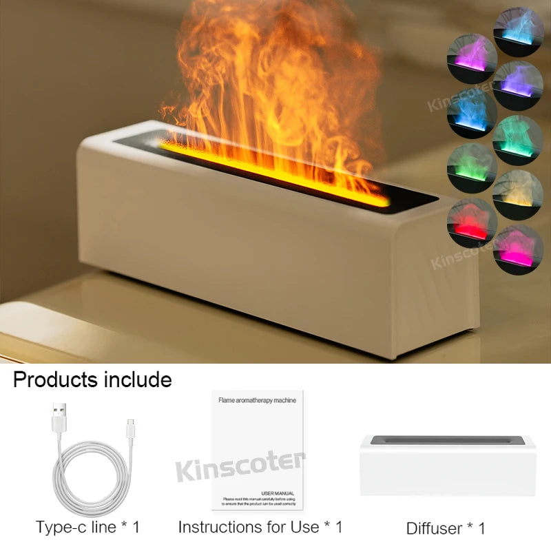 KINSCOTER Essential Oil Diffuser with Flame Effect, Ultrasonic Humidifier, RGB Night Light