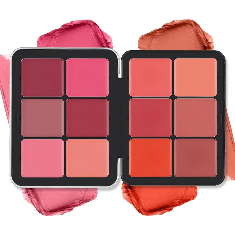 12-Color Cream Blush & Highlighter Palette | Contour, Concealer, and Blusher in Iron Box