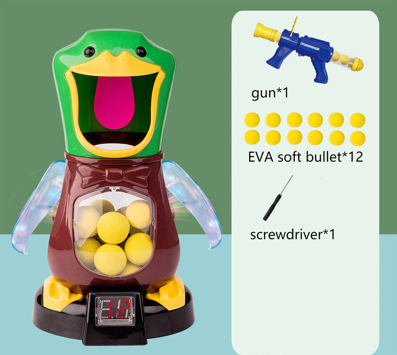 Air-Powered Duck Shooting Game – Soft Bullet Ball Gun Toy with Light & Electronic Scoring for Kids