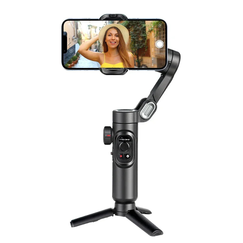 VIKEFON 3-Axis Handheld Gimbal Stabilizer with Fill Light for Smartphones, Face Tracking, Vlogging