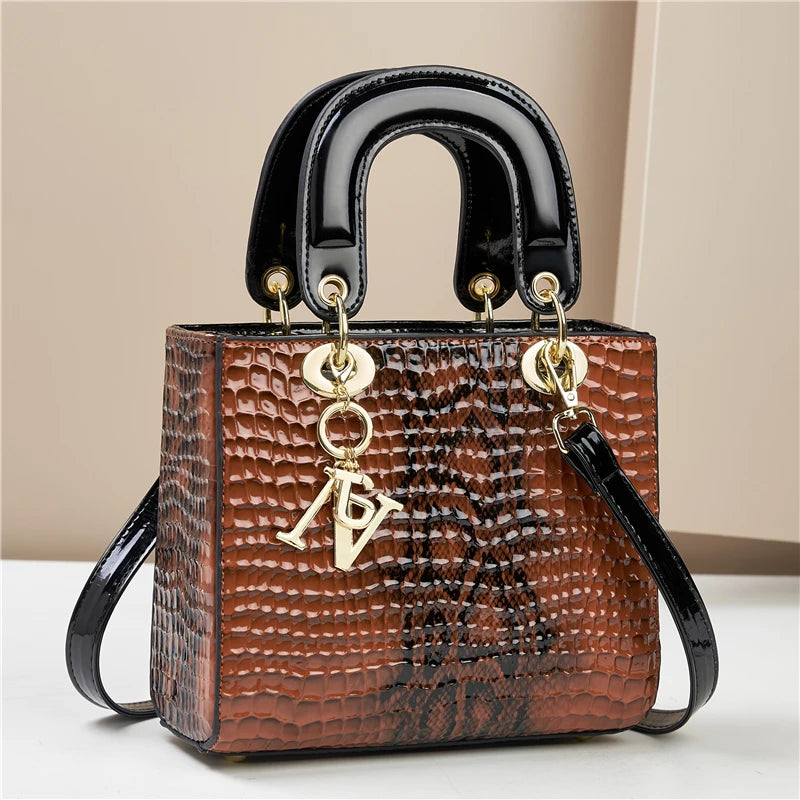 Fashion Gradient Alligator Print Women's Handbag – PU Leather Single Shoulder Crossbody Tote