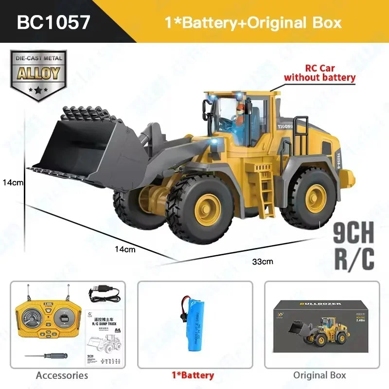 REMOTE CONTROL ENGINEERING VEHICLE – RC EXCAVATOR, BULLDOZER, DUMP TRUCK TOY FOR KIDS, 2.4G CRAWLER TRUCK