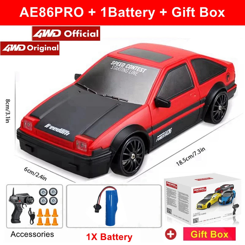 4WD RC DRIFT CAR – HIGH-SPEED REMOTE CONTROL GTRPRO AE86PRO 4X4 RACING VEHICLE FOR KIDS & ADULTS