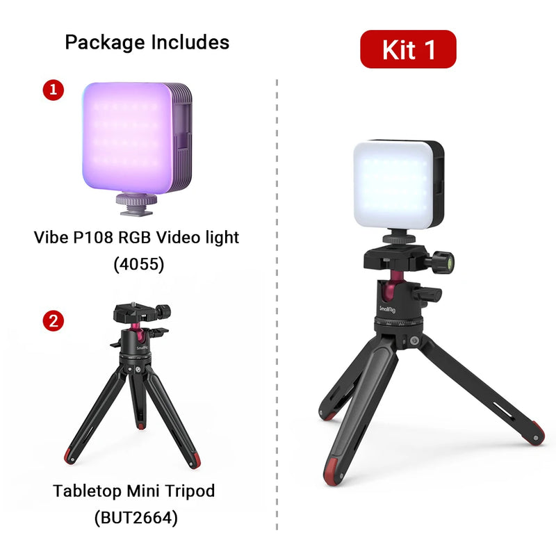 SmallRig Portable Vibe P108 RGB Video Light, 130mins Battery, 108 LED Beads, Pocket Size Floodlight