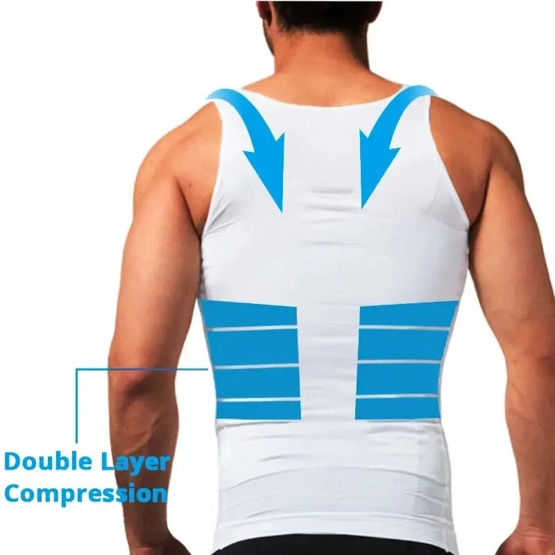 YBFDO Men's Slimming Compression Vest – Seamless Body Shaper, Waist Trainer, Belly Control Undershirt