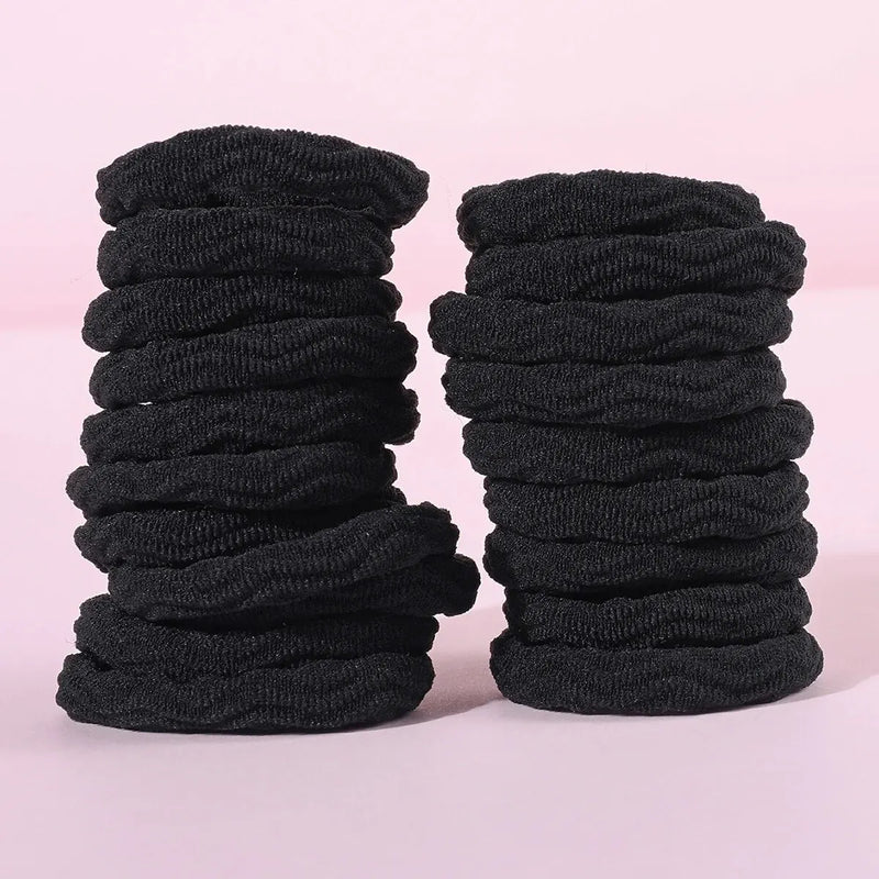 20PCS Simple Elastic Hair Bands – Fashionable Cotton Blend Hair Ties for Women & Girls