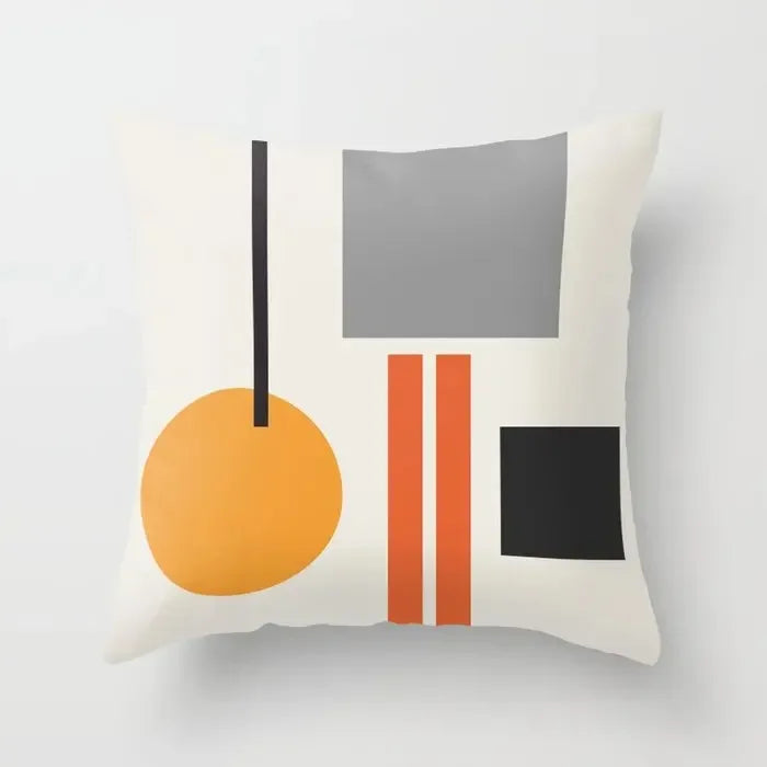 Orange Geometric Pattern Decorative Pillowcase for Home Decor - Modern Cushion Cover Bedding