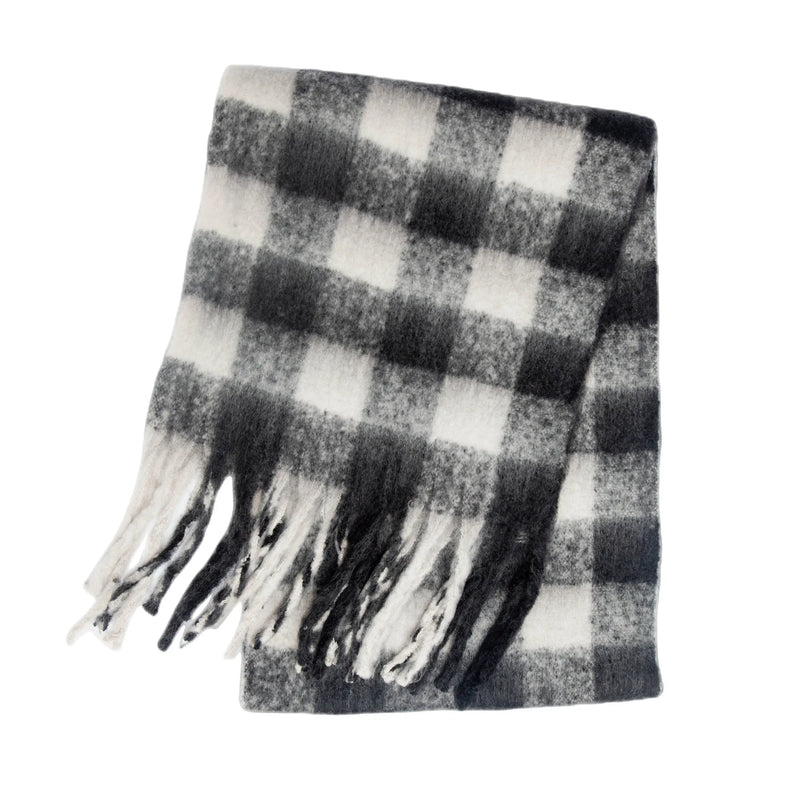 Women's Winter Cashmere Shawl & Warm Plaid Pashmina Scarf with Tassels – Stylish & Cosy