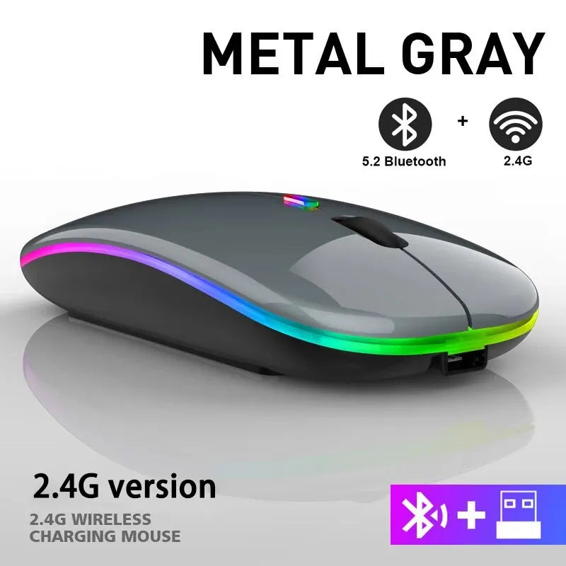 RGB Rechargeable Wireless Bluetooth Gaming Mouse – Ergonomic Design, LED Backlit, 3600 DPI