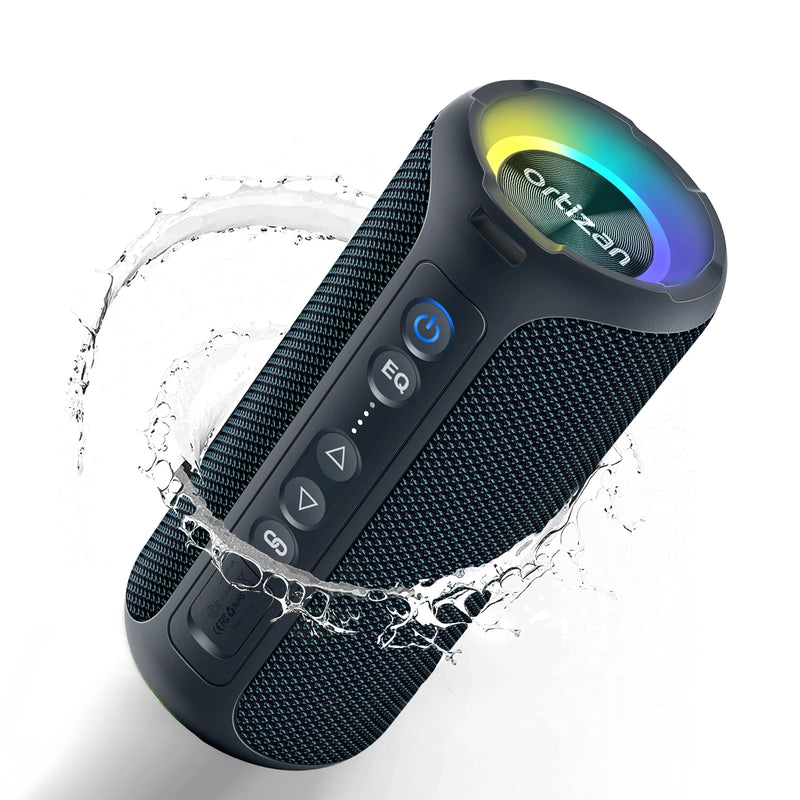 ORTIZAN BLUETOOTH SPEAKERS 40W - PORTABLE, WATERPROOF, DEEP BASS & LED LIGHTS - IPX7 SHOWER SPEAKER