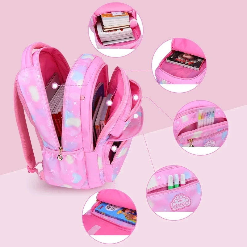 Cute Pink Girls Backpack for School – Waterproof Kawaii Child Schoolbag for Primary & Teenagers