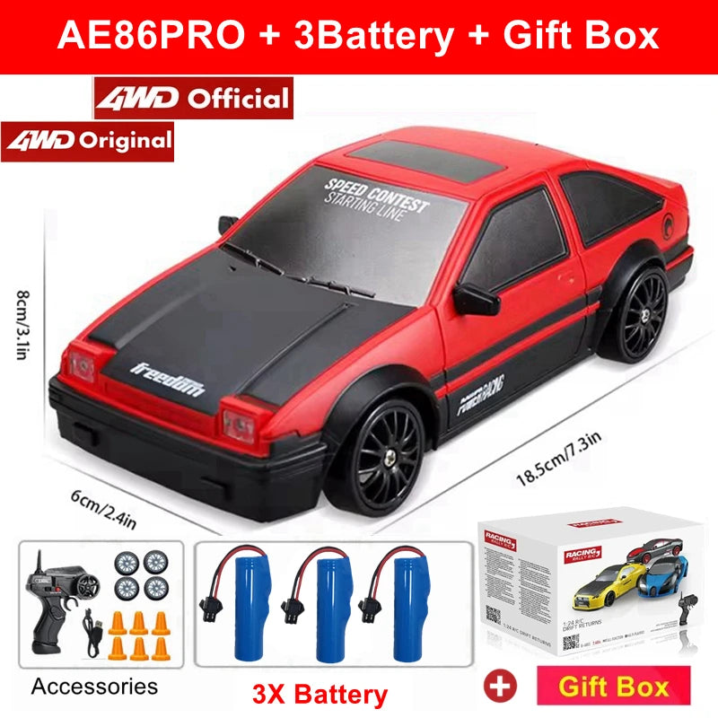 4WD RC DRIFT CAR – HIGH-SPEED REMOTE CONTROL GTRPRO AE86PRO 4X4 RACING VEHICLE FOR KIDS & ADULTS