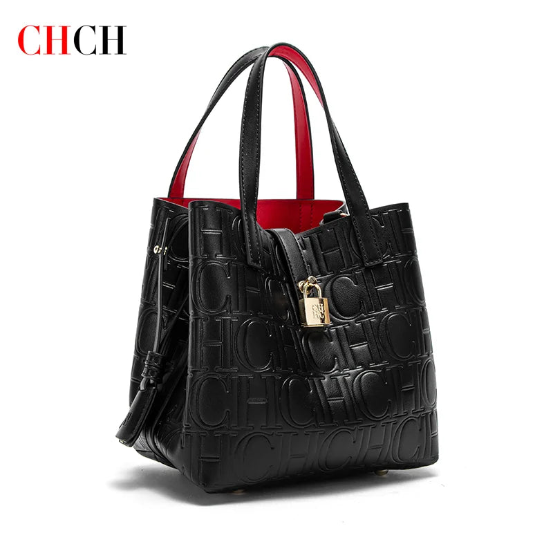 CHCH Women's Steel Embossed Tote Bag – Stylish Handheld Bun Mother Shopping Bag