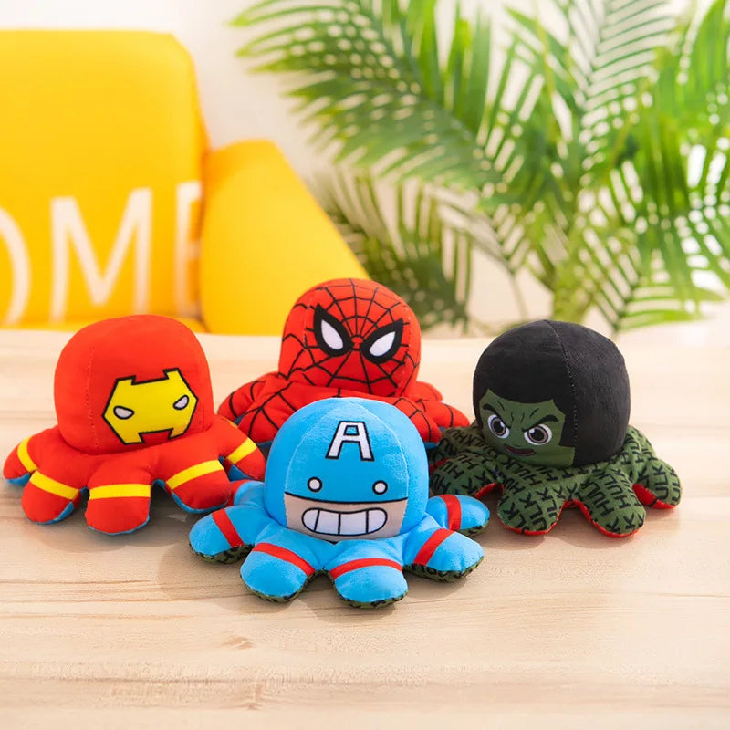 Hot Marvel Plush Doll – Reversible Avengers Toys: Spiderman, Iron Man, Hulk & Captain America