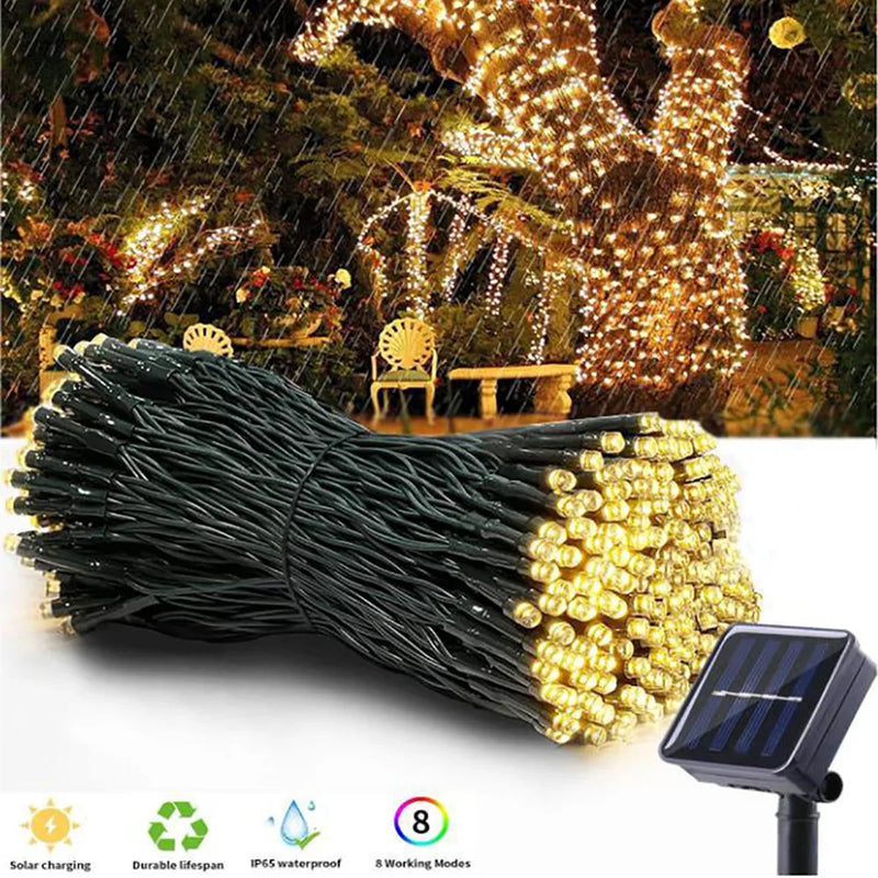 Solar Powered Outdoor Fairy Lights, IP65 Waterproof with 8 Lighting Modes for Entertaining