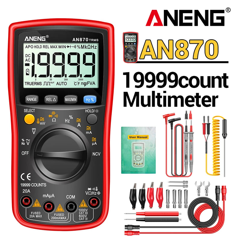 ANENG AN870 Digital Multimeter 19999 Counts True RMS AC/DC Voltage Tester Professional Voltimetro