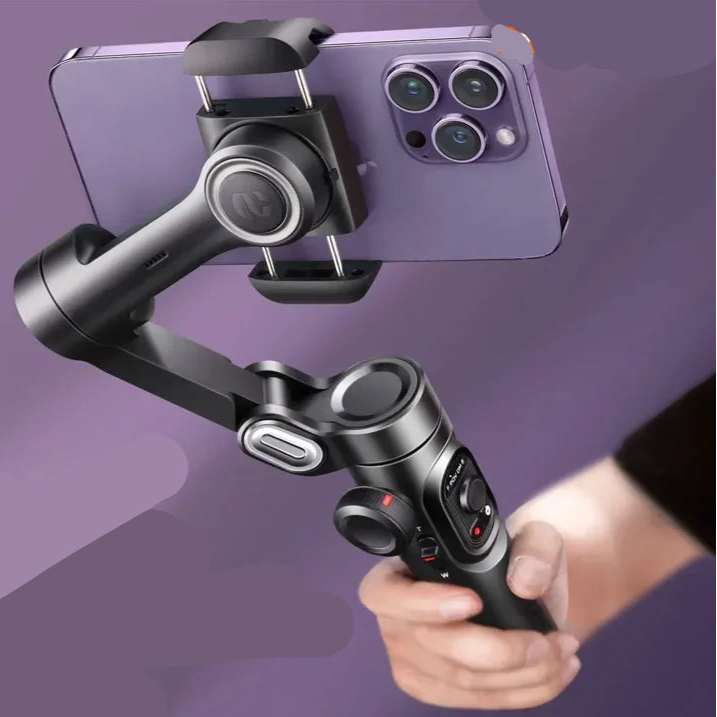 VIKEFON 3-Axis Handheld Gimbal Stabilizer with Fill Light for Smartphones, Face Tracking, Vlogging