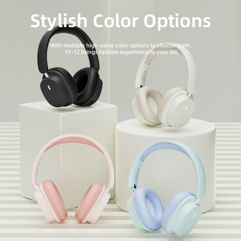 SY-T2 Bluetooth Headphones – Noise Reduction, Wireless & Wired, Hi-Fi Sound, Built-In Microphone