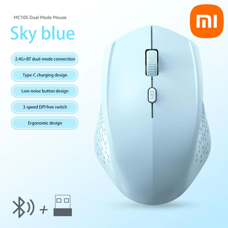 Xiaomi Wireless Mouse - Dual Mode Bluetooth & 2.4GHz Ergonomic Mini Mouse with 1600 DPI