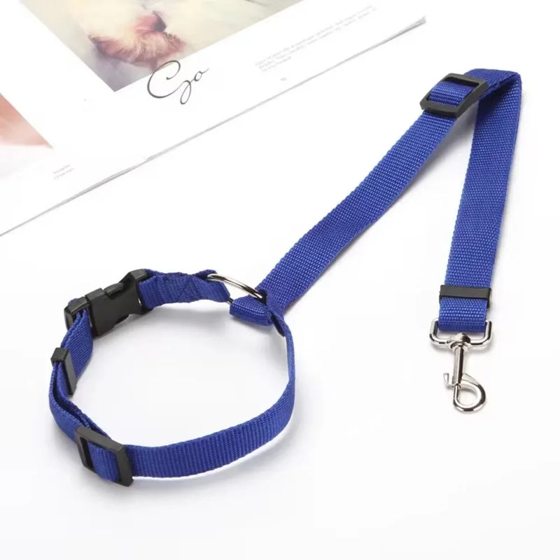 Adjustable Pet Car Seat Belt & Leash, Nylon Safety Harness for Dogs & Cats, Travel Seatbelt